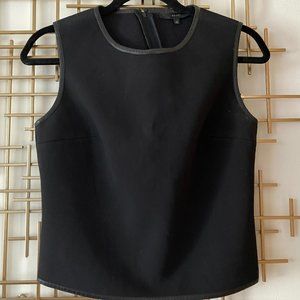 Gucci Black Top w/ Curved Zipper and Leather Trim